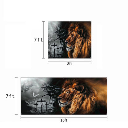 Faith Garage Door Banner Decoration - Jesus Christ Lion Majesty