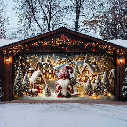 Christmas Garage Door Banner Decoration - Gnome of the Enchanted Christmas Village