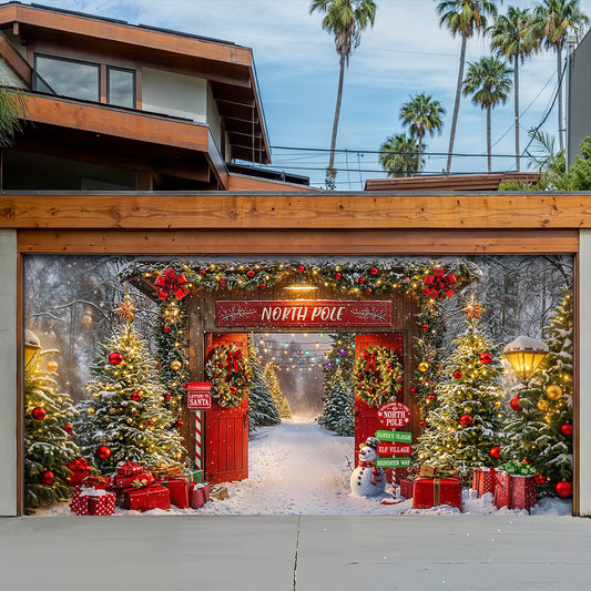 Christmas Garage Door Banner Decoration - Gateway to the North Pole Magic