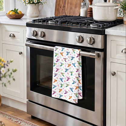 Hummingbird Kitchen Towel Hummingbird in Fuchsia Garden