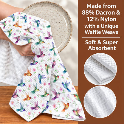 Hummingbird Kitchen Towel Hummingbird in Fuchsia Garden