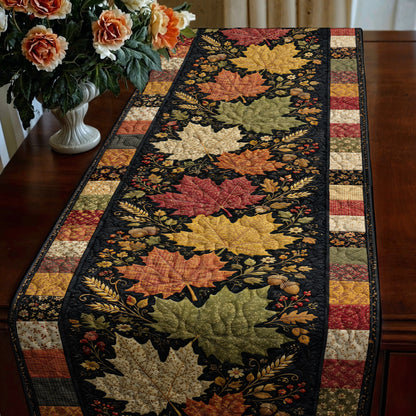 Fall Quilted Table Runner Autumn Leaves Heirloom