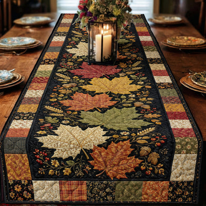 Fall Quilted Table Runner Autumn Leaves Heirloom