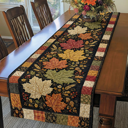 Fall Quilted Table Runner Autumn Leaves Heirloom
