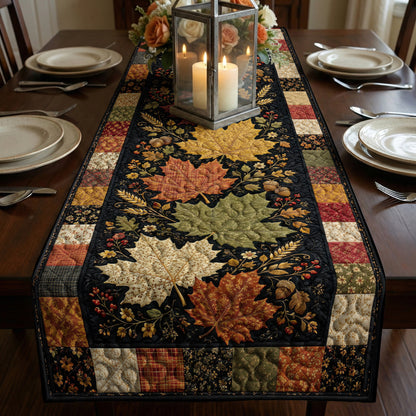 Fall Quilted Table Runner Autumn Leaves Heirloom