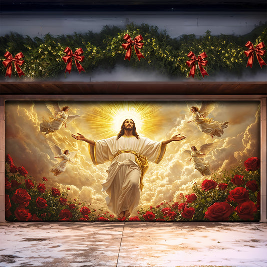 God Garage Door Banner Decoration - The Ascension of Jesus Christ