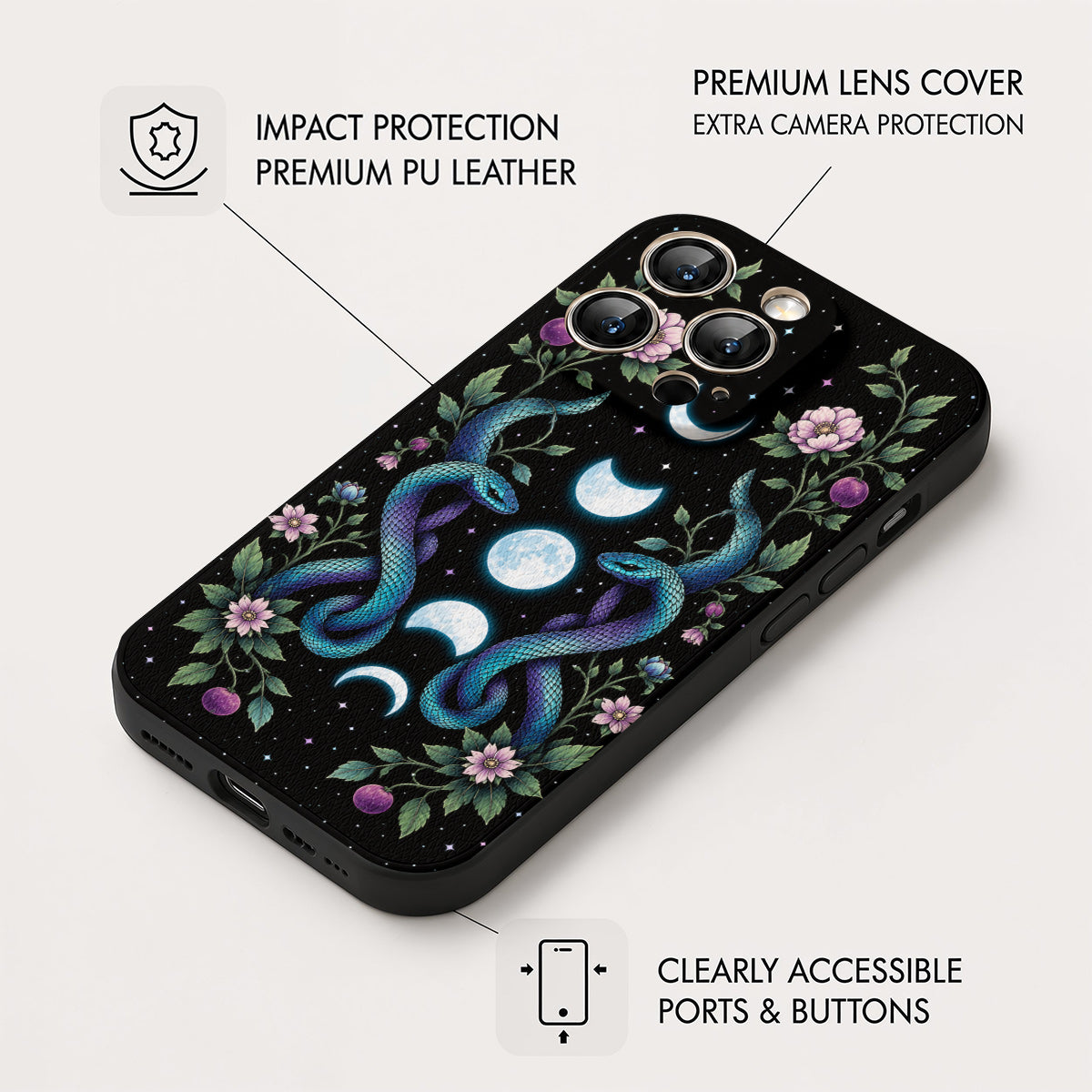 Gothic Leather Phone Case Midnight Ascend
