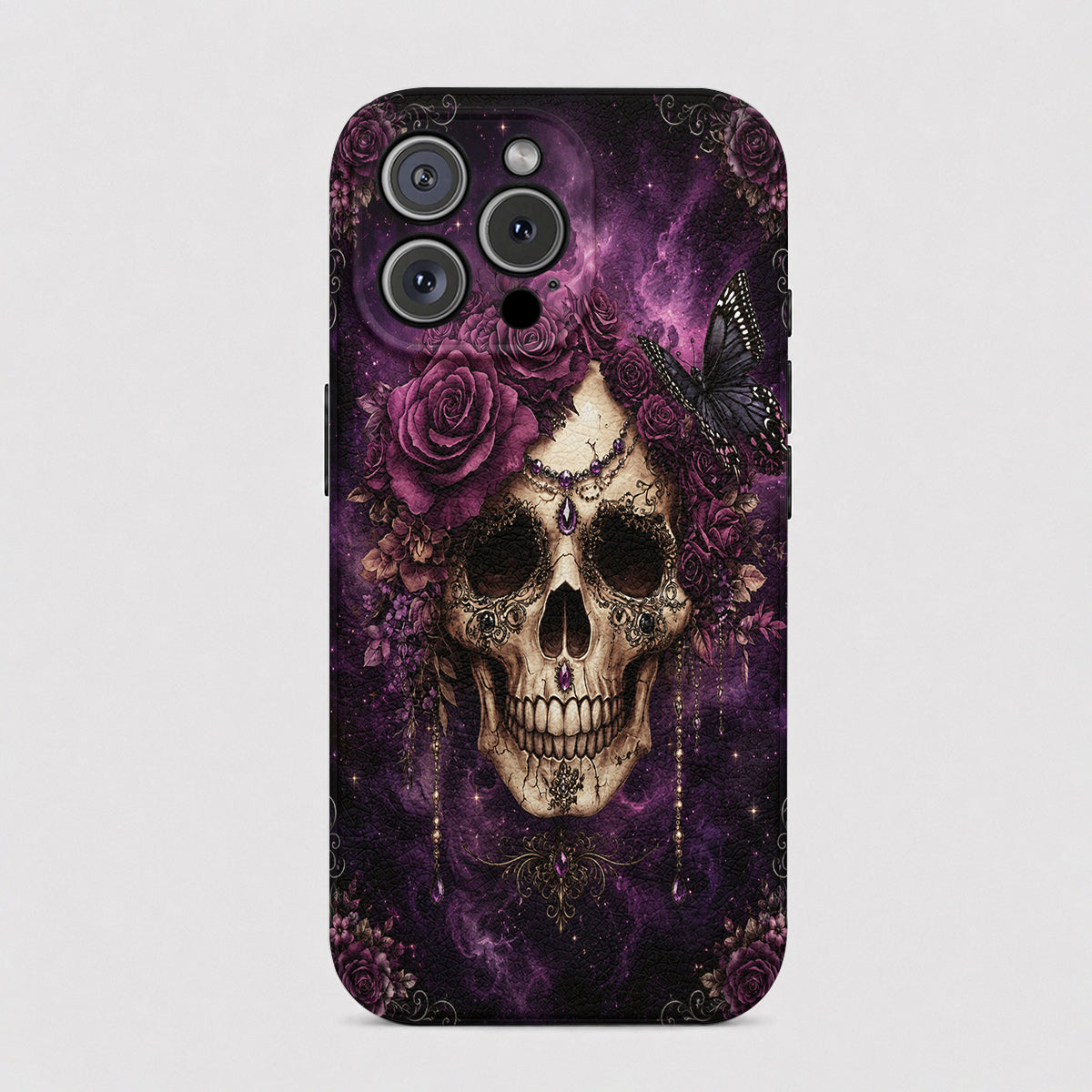Gothic Leather Phone Case Midnight Bloom