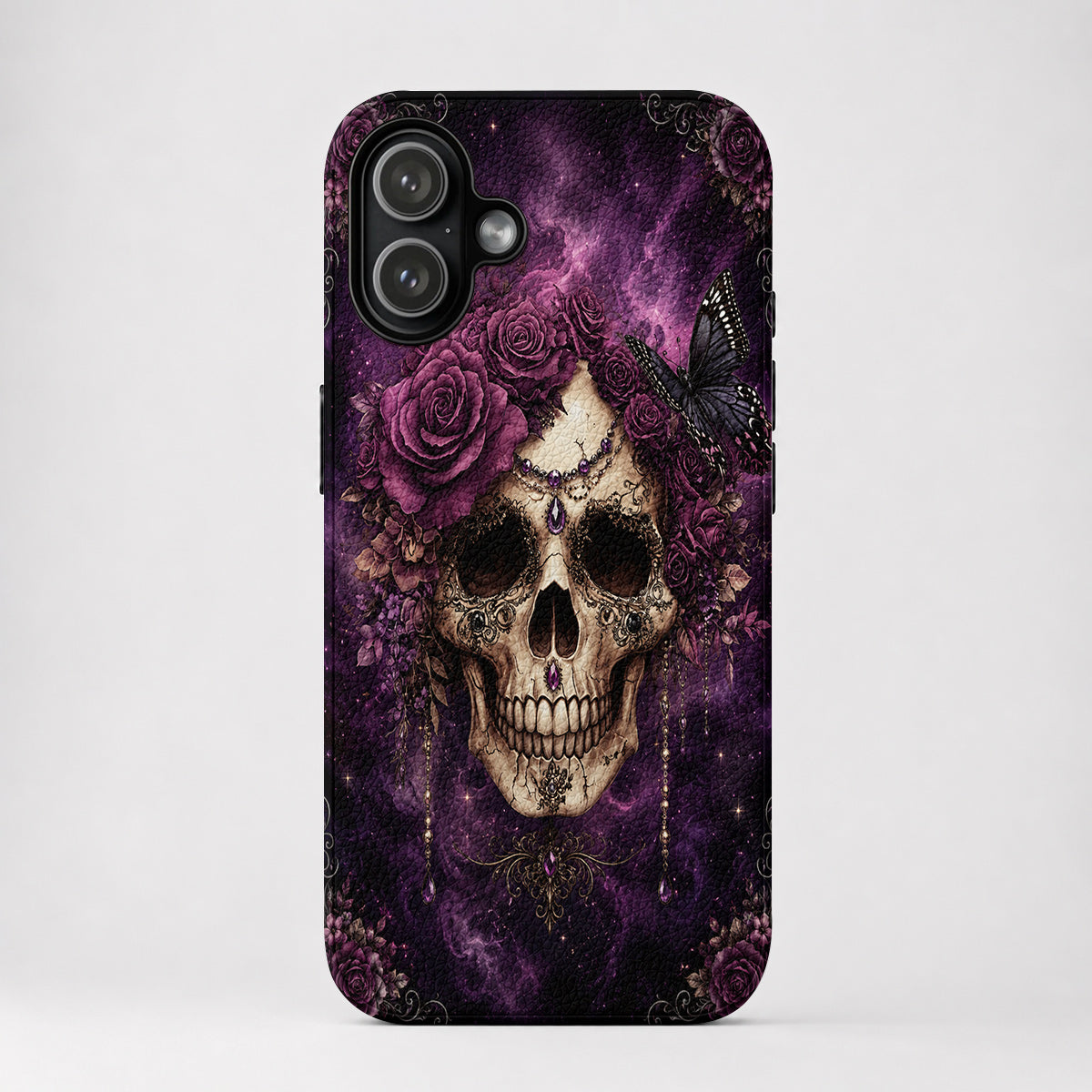 Gothic Leather Phone Case Midnight Bloom
