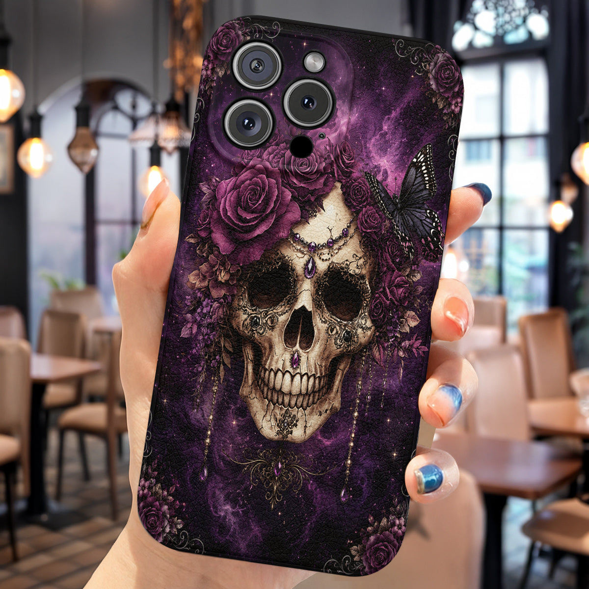 Gothic Leather Phone Case Midnight Bloom