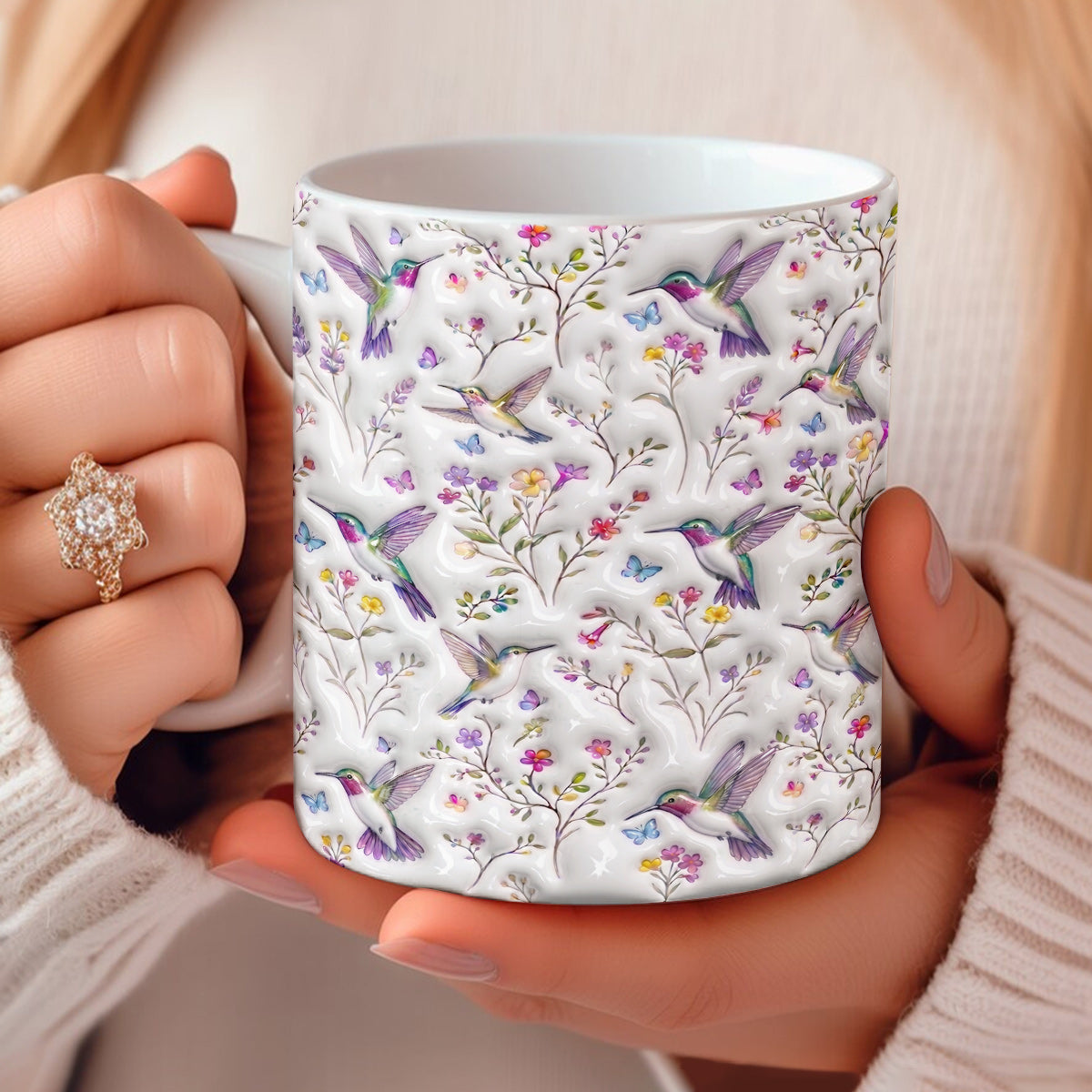 Hummingbird Lovers Ceramic Mug Celestial Hummingbird Nectar Reverie