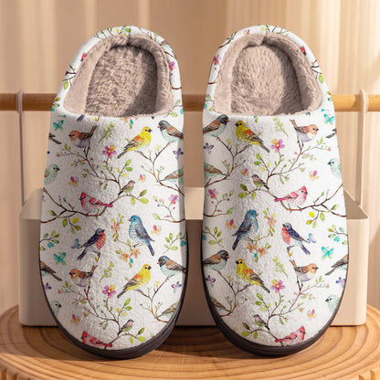 Bird Lovers Fleece Lined Slippers Whispering Songbirds Blossom Haven