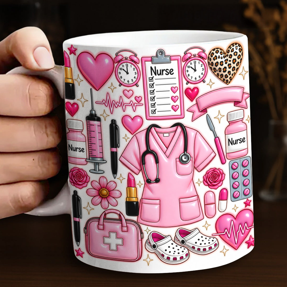 Nurse Ceramic Mug Pretty in Pink Nurse Essentials