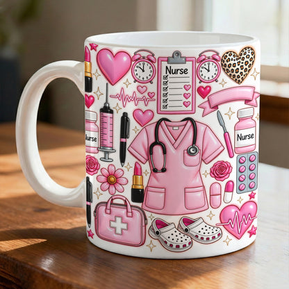 Nurse Ceramic Mug Pretty in Pink Nurse Essentials