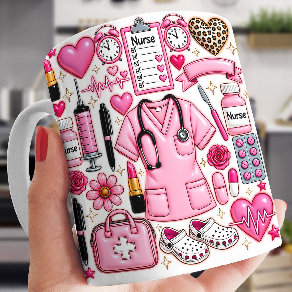 Nurse Ceramic Mug Pretty in Pink Nurse Essentials