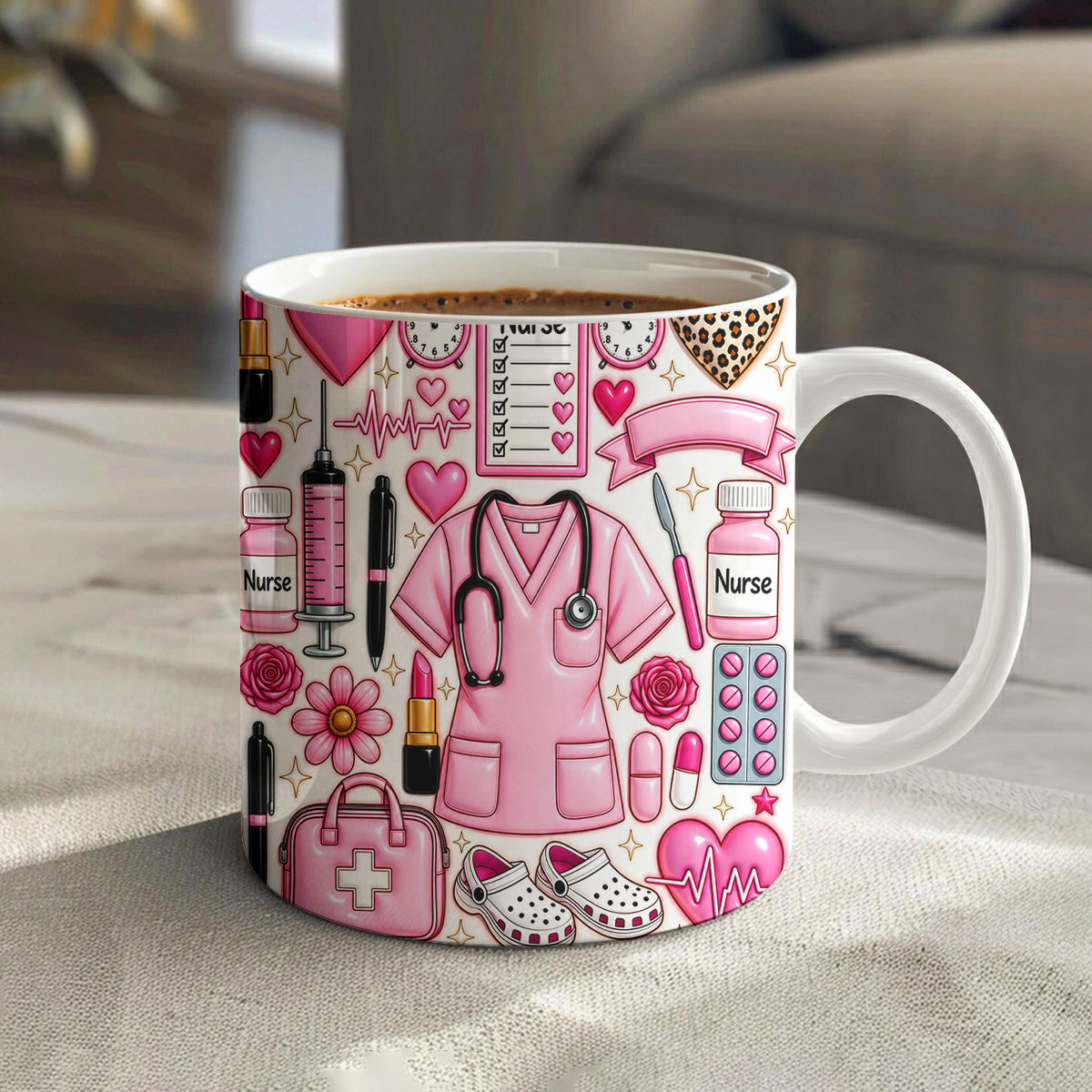 Nurse Ceramic Mug Pretty in Pink Nurse Essentials