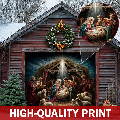 God Garage Door Banner Decoration - Golden Silence Of Bethlehem