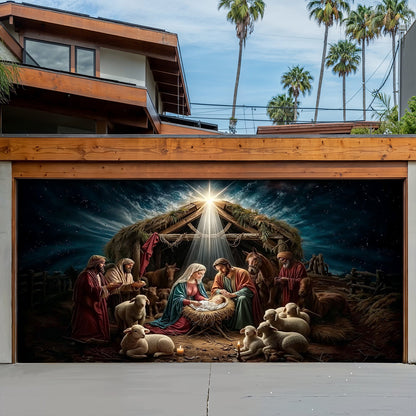 God Garage Door Banner Decoration - Golden Silence Of Bethlehem