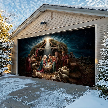 God Garage Door Banner Decoration - Golden Silence Of Bethlehem