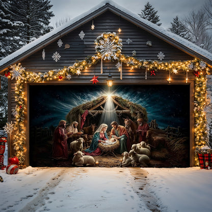 God Garage Door Banner Decoration - Golden Silence Of Bethlehem