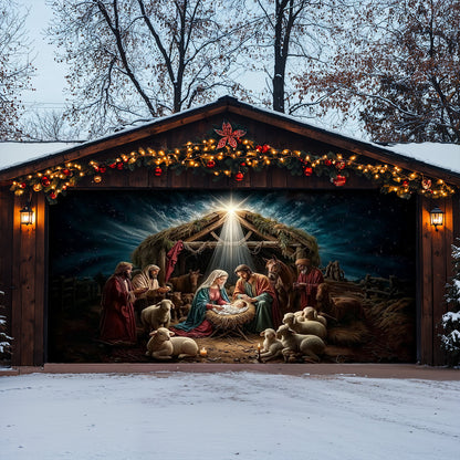 God Garage Door Banner Decoration - Golden Silence Of Bethlehem