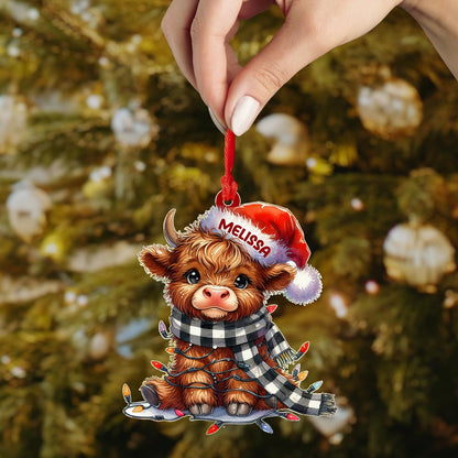 Highland Cow Acrylic Ornament Cozy Highland Cheer