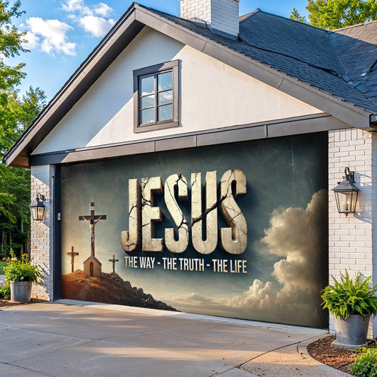 Christian Faith Garage Door Banner Decoration Jesus In Glory His Holy Name