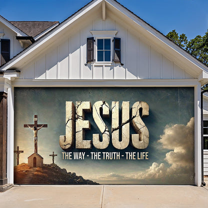 Christian Faith Garage Door Banner Decoration Jesus In Glory His Holy Name