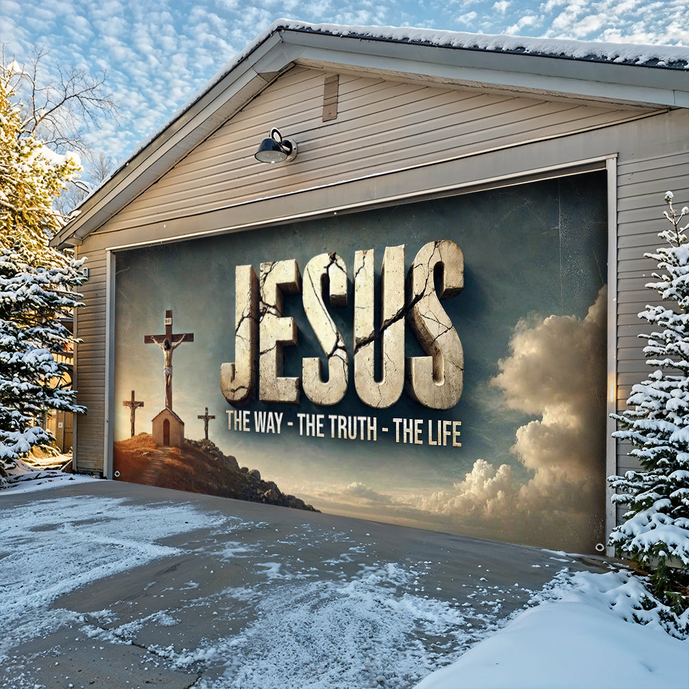 Christian Faith Garage Door Banner Decoration Jesus In Glory His Holy Name