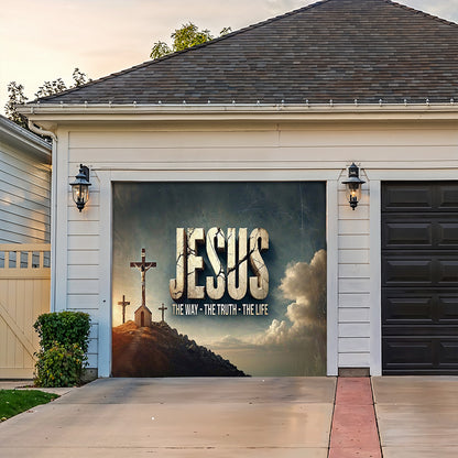 Christian Faith Garage Door Banner Decoration Jesus In Glory His Holy Name