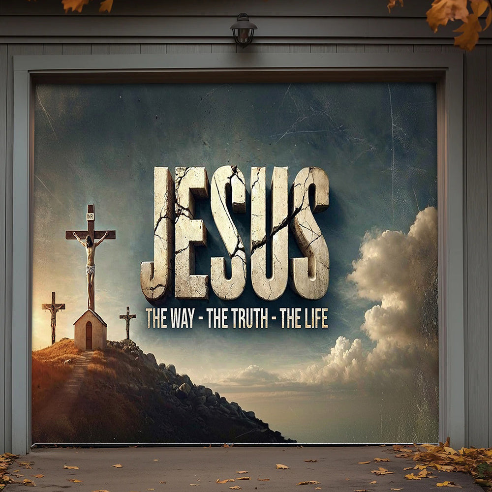 Christian Faith Garage Door Banner Decoration Jesus In Glory His Holy Name