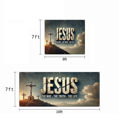 Christian Faith Garage Door Banner Decoration Jesus In Glory His Holy Name