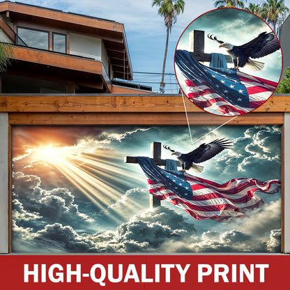 Christian Garage Door Banner Decoration - Glory Over The Cross