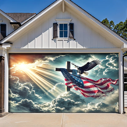 Christian Garage Door Banner Decoration - Glory Over The Cross