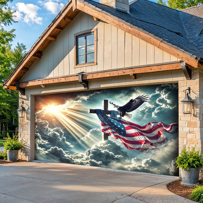 Christian Garage Door Banner Decoration - Glory Over The Cross