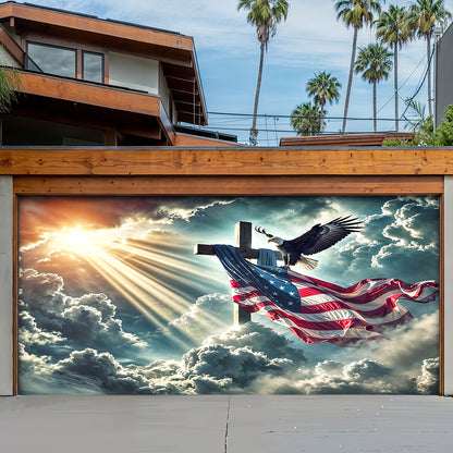 Christian Garage Door Banner Decoration - Glory Over The Cross