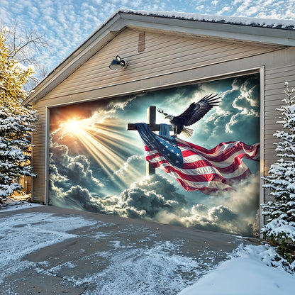 Christian Garage Door Banner Decoration - Glory Over The Cross