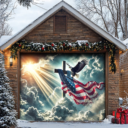Christian Garage Door Banner Decoration - Glory Over The Cross