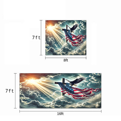 Christian Garage Door Banner Decoration - Glory Over The Cross