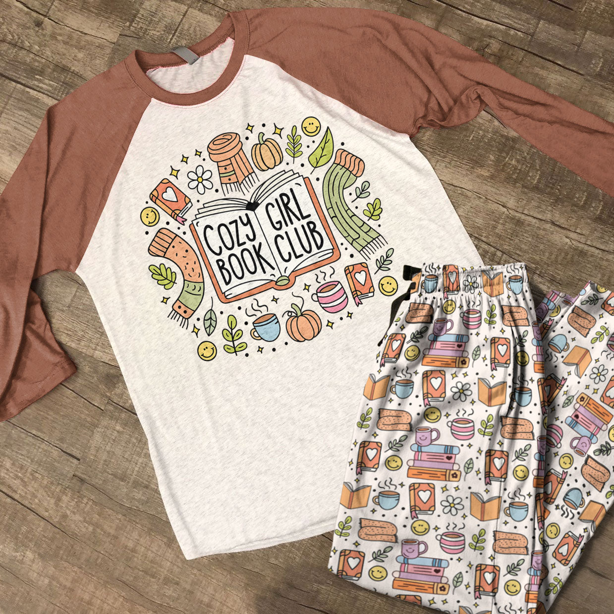 Book Lover Raglan Lounge Pajamas Cozy Girl Book Club