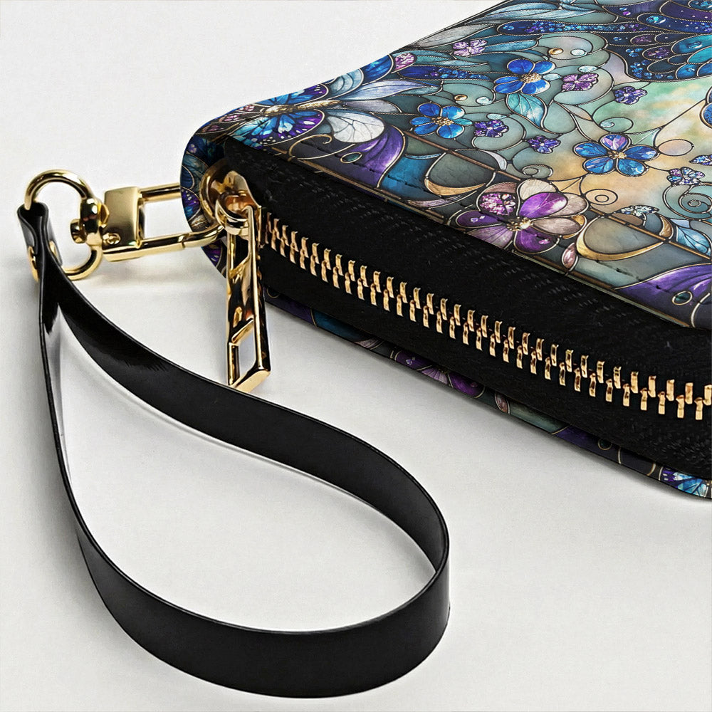 Butterfly Leather Wallet Butterfly in Blooming Glass
