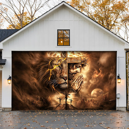 Faith Garage Door Banner Decoration - Lion Of Faith Redemption