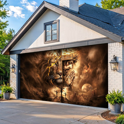 Faith Garage Door Banner Decoration - Lion Of Faith Redemption