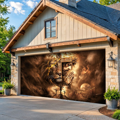 Faith Garage Door Banner Decoration - Lion Of Faith Redemption