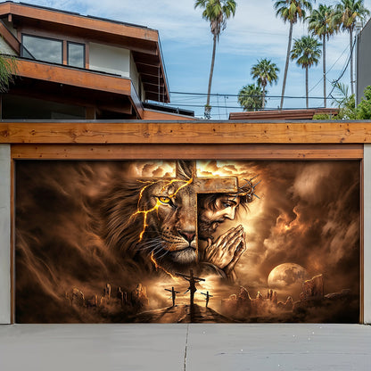 Faith Garage Door Banner Decoration - Lion Of Faith Redemption
