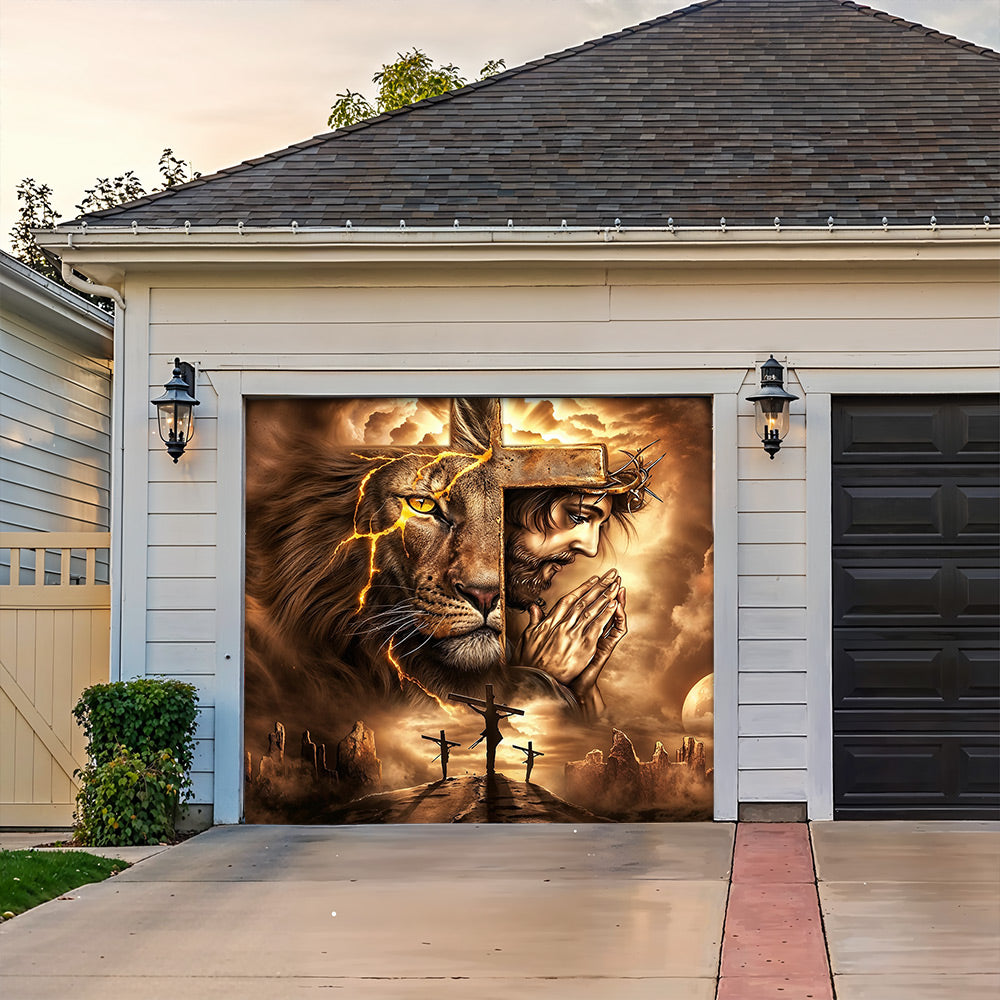 Faith Garage Door Banner Decoration - Lion Of Faith Redemption