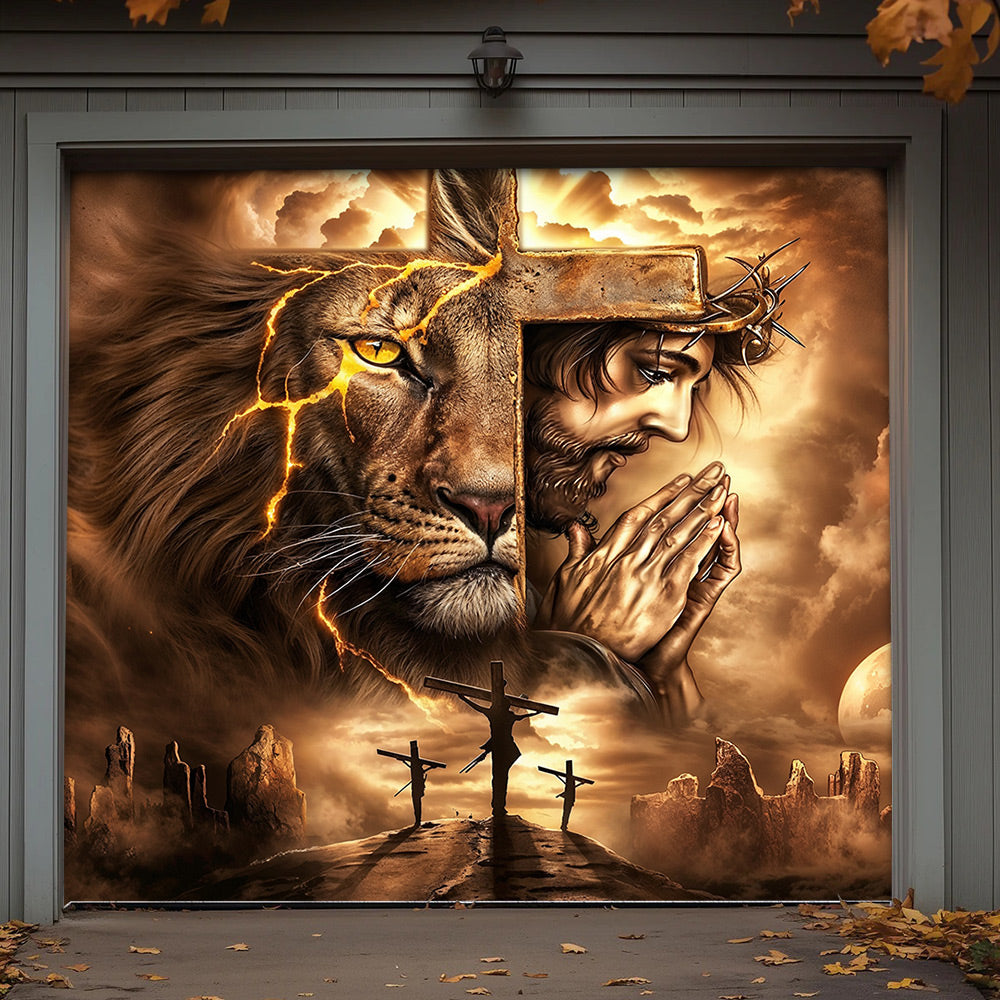 Faith Garage Door Banner Decoration - Lion Of Faith Redemption