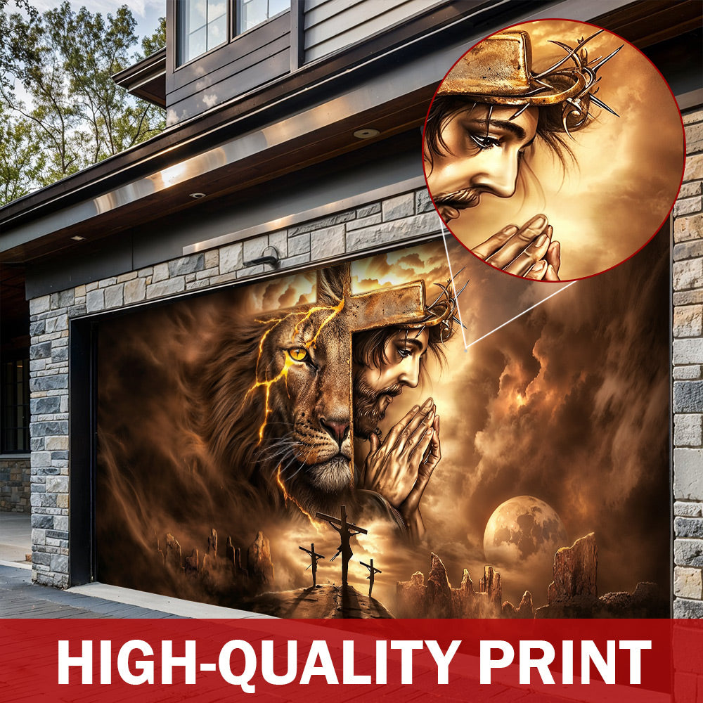 Faith Garage Door Banner Decoration - Lion Of Faith Redemption
