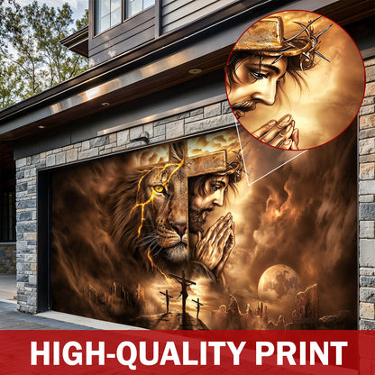 Faith Garage Door Banner Decoration - Lion Of Faith Redemption