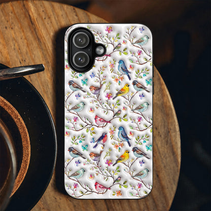 Bird Lovers Phone Case Puffy Whispering Songbirds Blossom Haven